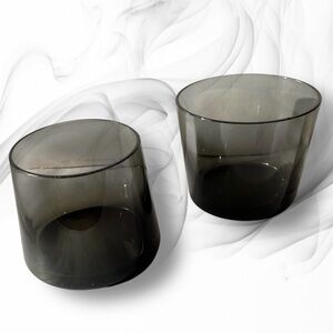 Set of 2 Vintage Rock Whiskey Glasses Black retro MCM barware